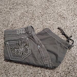 Miss Me Cargo Bermuda Shorts, Army Green